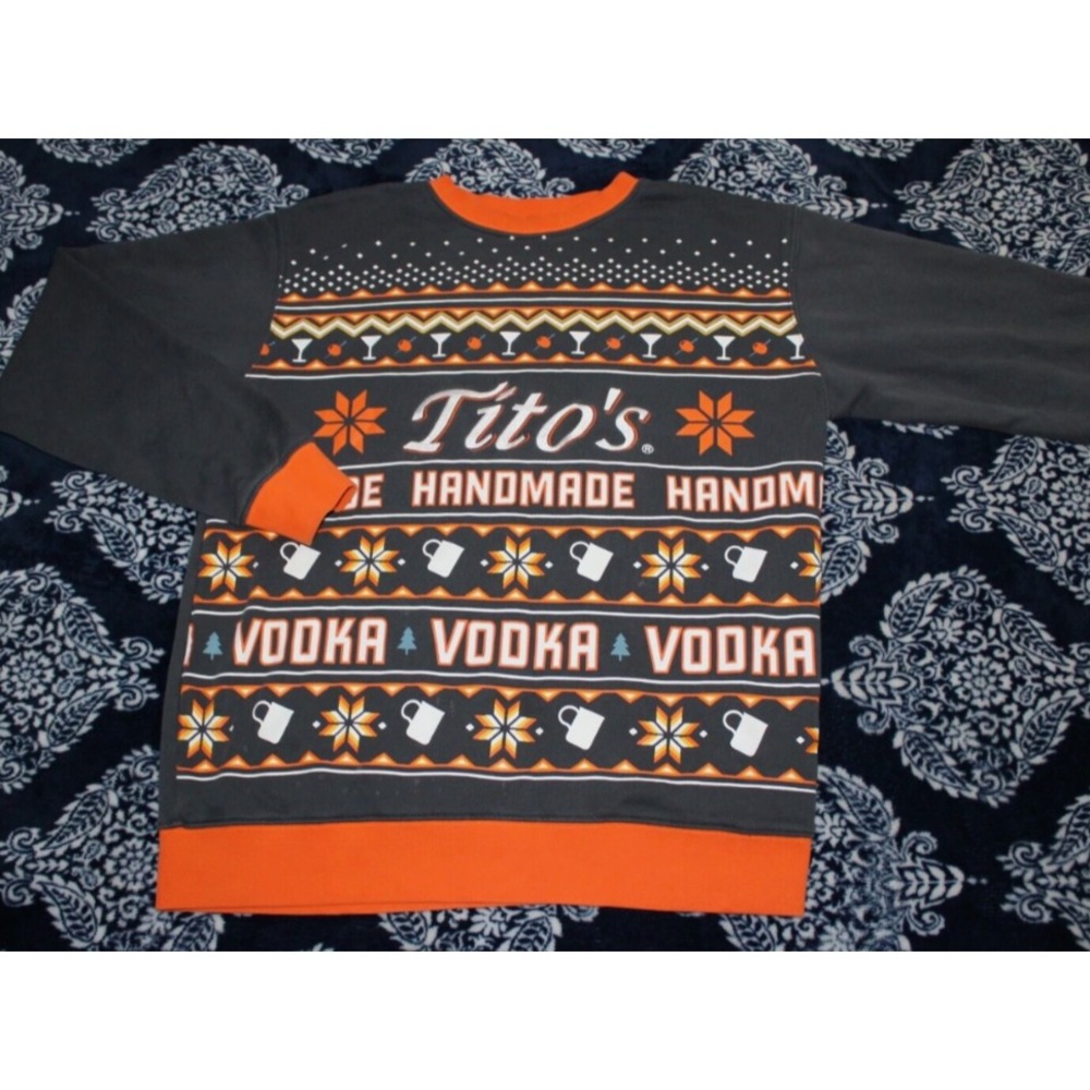 Tito's Handmade Vodka Ugly Christmas Sweater Sweatshirt Mens SMALL - Liqour